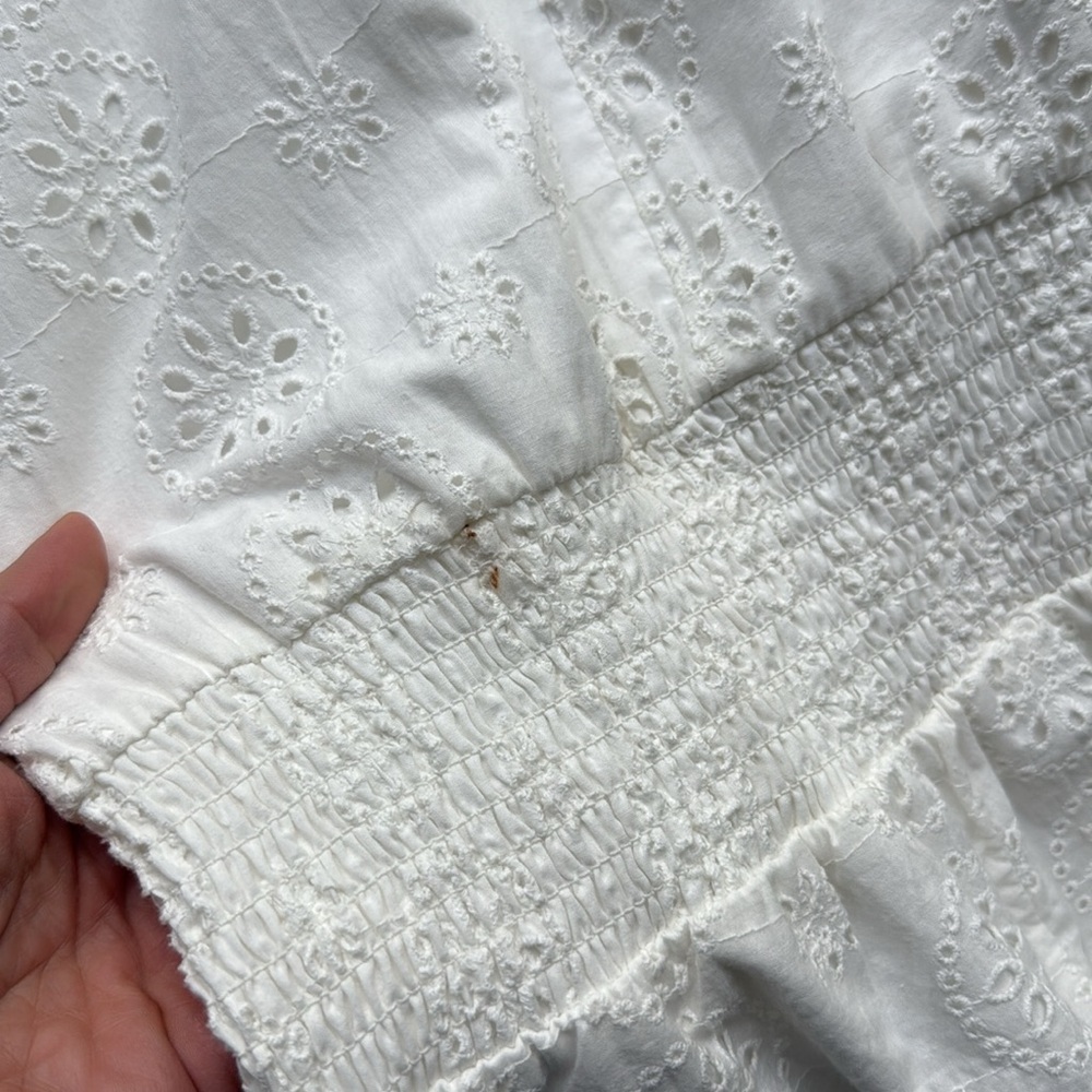 Anthropologie Hutch White Smocked-Waist Eyelet Jumpsuit Size L - Picture 13 of 15
